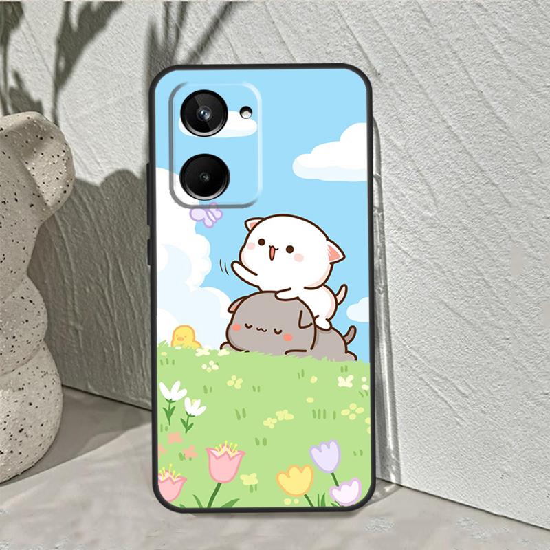 Cartoon Peach Mochi Cat Case For Realme C53 C30 C55 C33 C35 C31 C21Y C25s C15 C11 GT Neo 5 3T 2T 8 9 10 11 Pro Plus