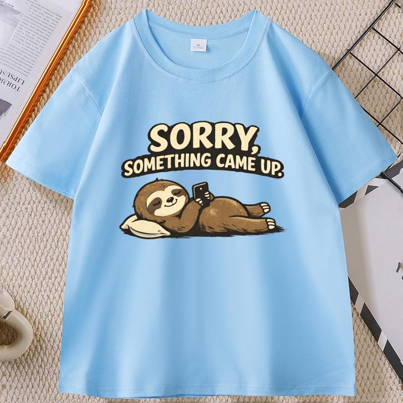 Sorry Something Came Up Sloth TShirt Funny Graphic Tees Cotton Short Sleeve Round Neck Tshirt Cool Streetwear Male Clothes Tops
