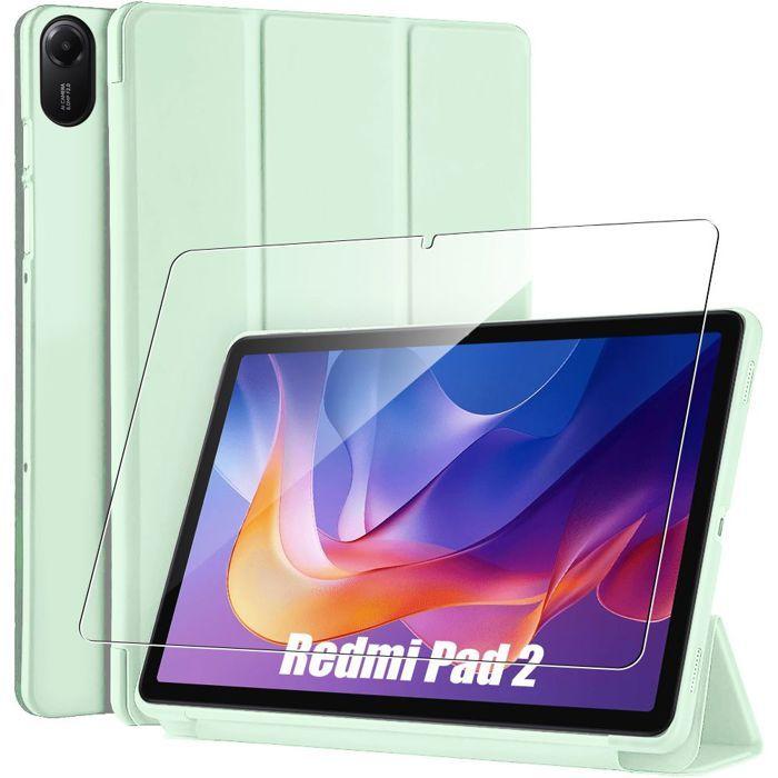 Coque + Verre Trempé pour Xiaomi Redmi Pad 2, Protection avec Support Veille-Réveil - Vert