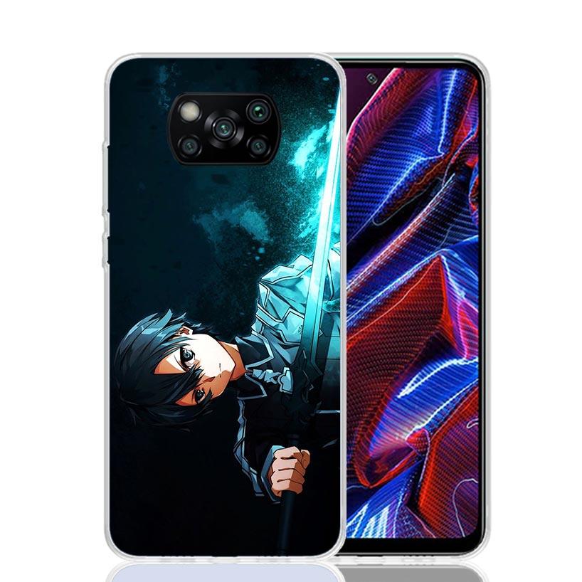 Sword Art Online Kirito Phone Case For Xiaomi Poco X7 X6 X5 Pro F7 Ultra Redmi 15C 15 13 13C 12 12C 10 10A 10C 9 9A 9C 9T Cover