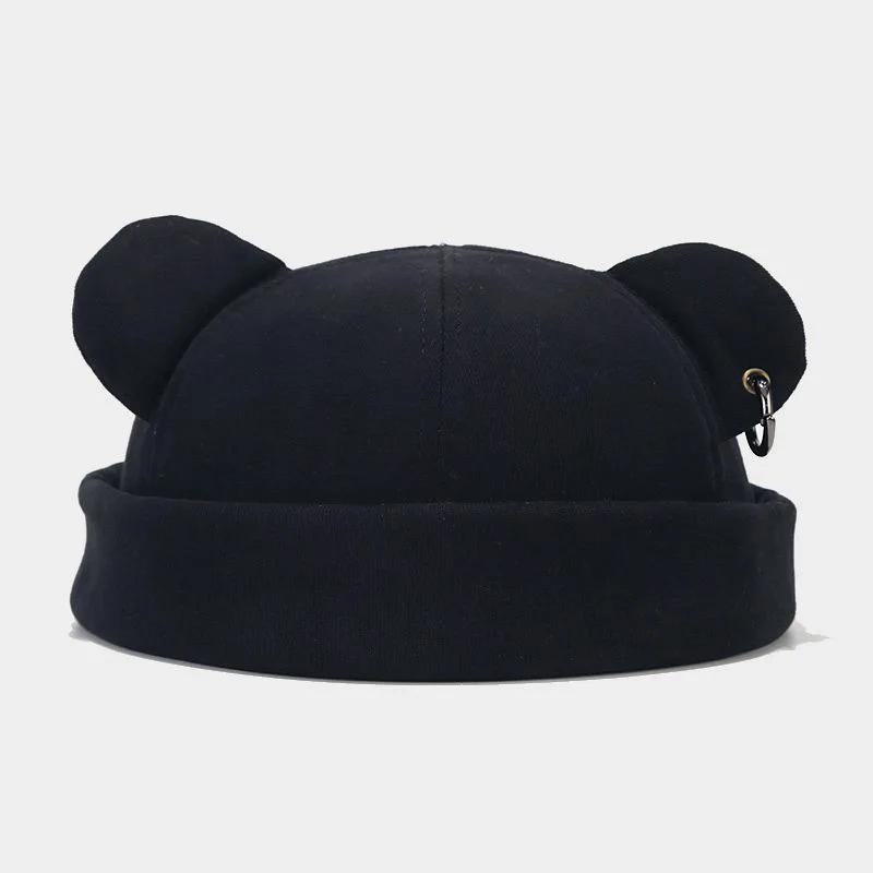 1pc Unisex Skullcap Beanie Rolled Cuff Hat No Brim Hats With Adjustable