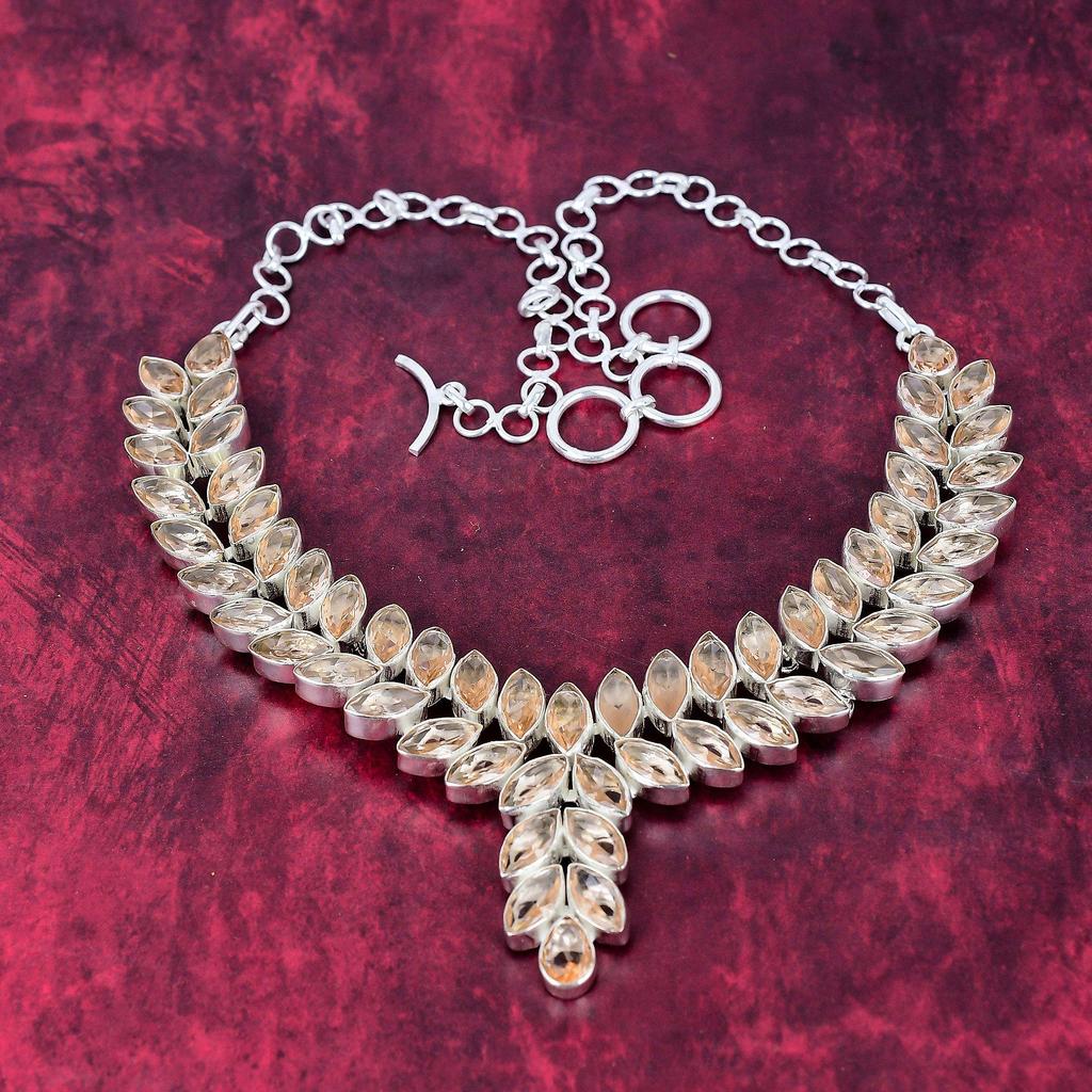 Morganite Gemstone Jewelry, Handmade 925 Solid Sterling Silver Necklace, Beautiful Morganite Necklace Gift For Women