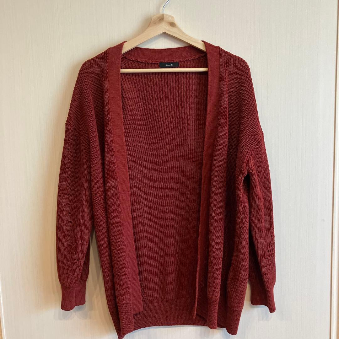 allureville 100% cotton knit long cardigan red