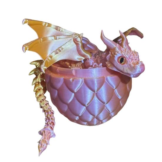 3D Printed Winged Dragon Articulated Dragon Fidget Toy with Horns Dragon Model with Flexible