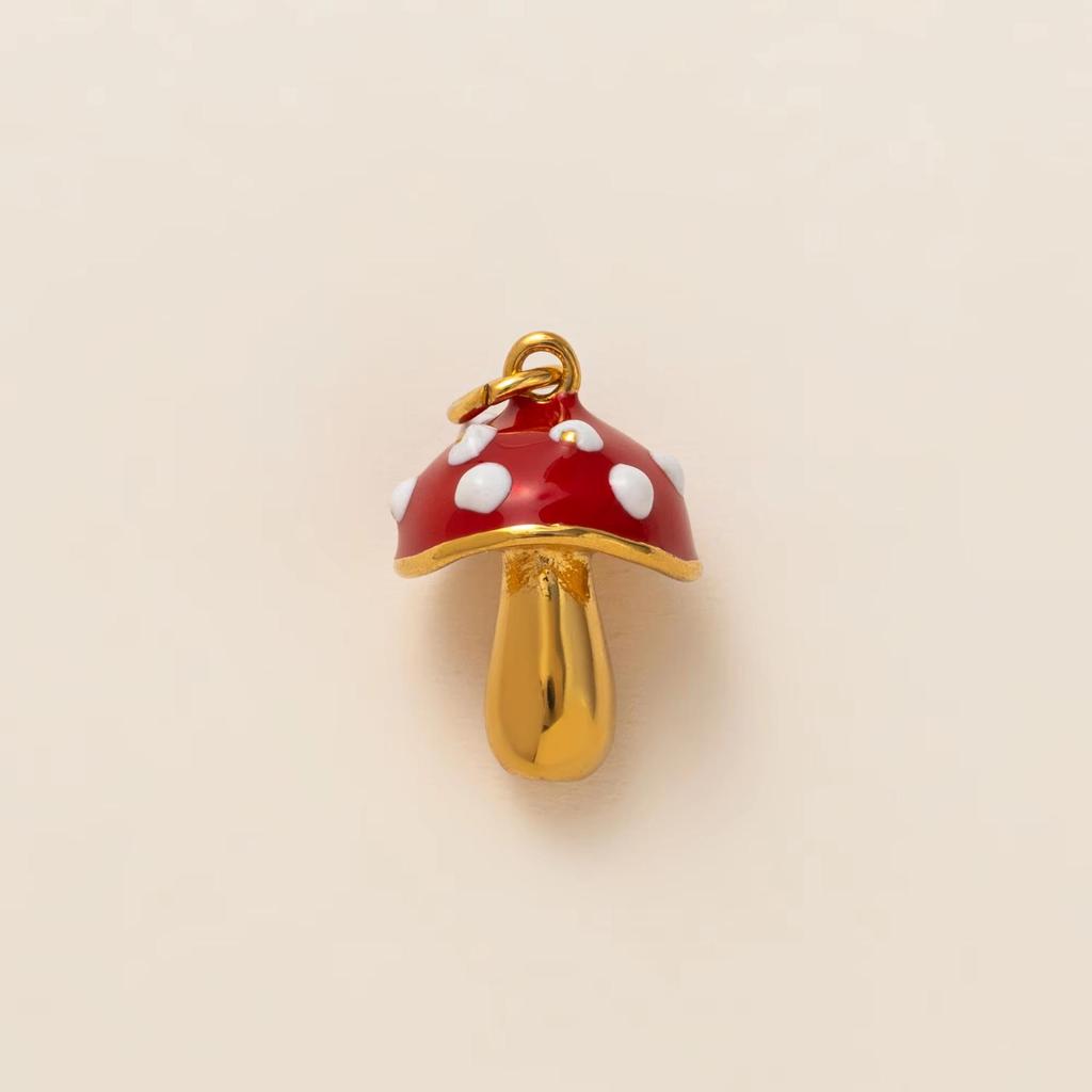 18K Gold Retention Stainless Steel Mushroom Pendant for DIY Accessories