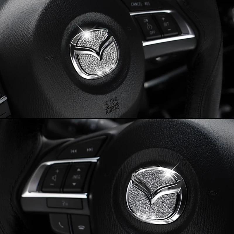 For Mazda 3 6 2 CX-3 CX-4 CX5 CX9 CX3 CX4 CX-5 CX-9 Car Styling Steering Wheel Emblem Bling Diamond Logo Car Sticker Accessories