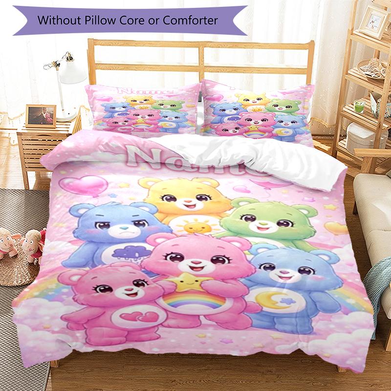 3Pcs Custom Name Bear Bedding Set Duvet Cover Closure Includes 1Duvet Cover 2Pillowcases Soft And Comfortable For All Seasons