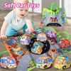 Soft Car Toy Set with Play Mat and 9 Vehicle for Toys Baby Early Education Toy Parent-child Interaction Sound Paper Rattle Toys