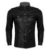 Men Faux Leather Shirts PU Leather Long Sleeve Shirts Men Sexy Fitness Tops Gay Latex Shirts Mens Stage Tops Sexy Party Clubwear