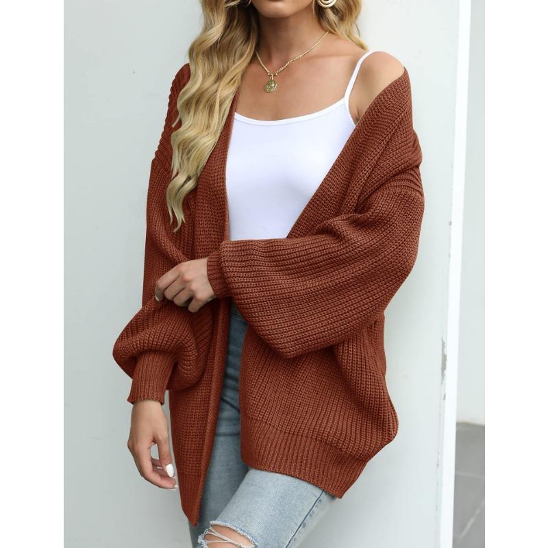 Fashion lantern sleeve women's sweater cardigan 2025 autumn and winter new unbuttoned sweater women's jacket thickened