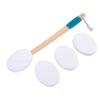 Back Lotion Applicator Curved Wooden   Handle Sunscreen Applicator with 3 Replaceable Heads