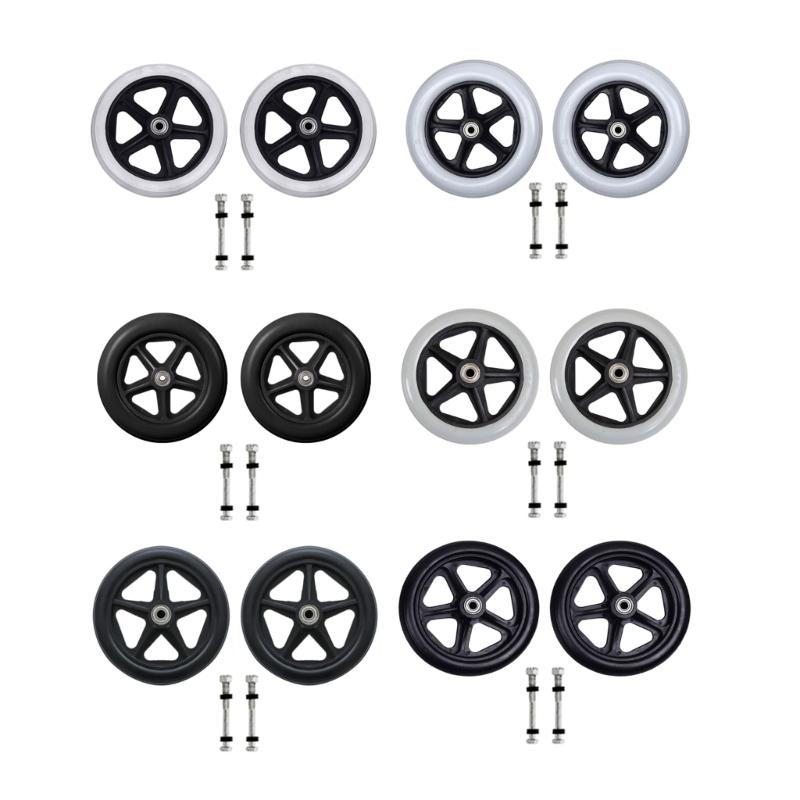 2Pcs 6/7/8inch Heavy Duty Wheelchair Front Caster Wheels Smooth Flexible Solid Tire Wheel Wheelchair Replacement DropShipping