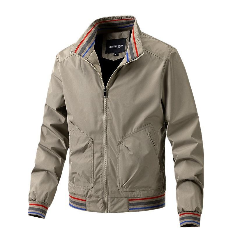 Thin Single-layer Jacket Stand-up Collar Jacket Men's Men's Spring and Autumn Slim-fitting Popular Business Men's Clothing