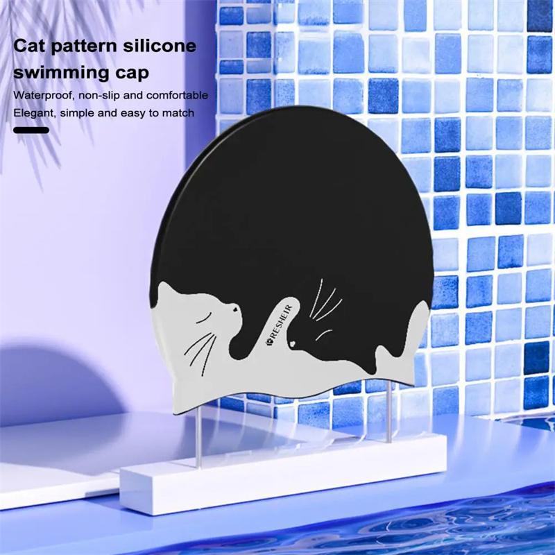 Swimming Caps Waterproof Silicone Swimming Hat Cartoon Pattern Dry Hair Swim Caps Unisex Ear Protection Diving Hat For Men/Women