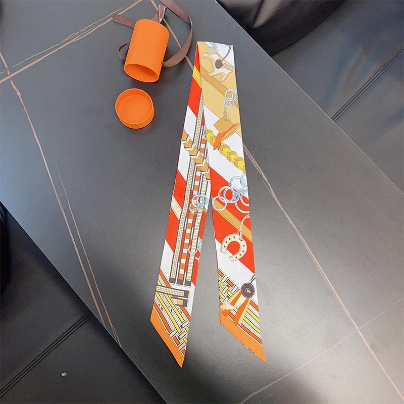 New ins wind reins small silk scarf decorative printing wrapping bag handle slender silk DIY handmade headband