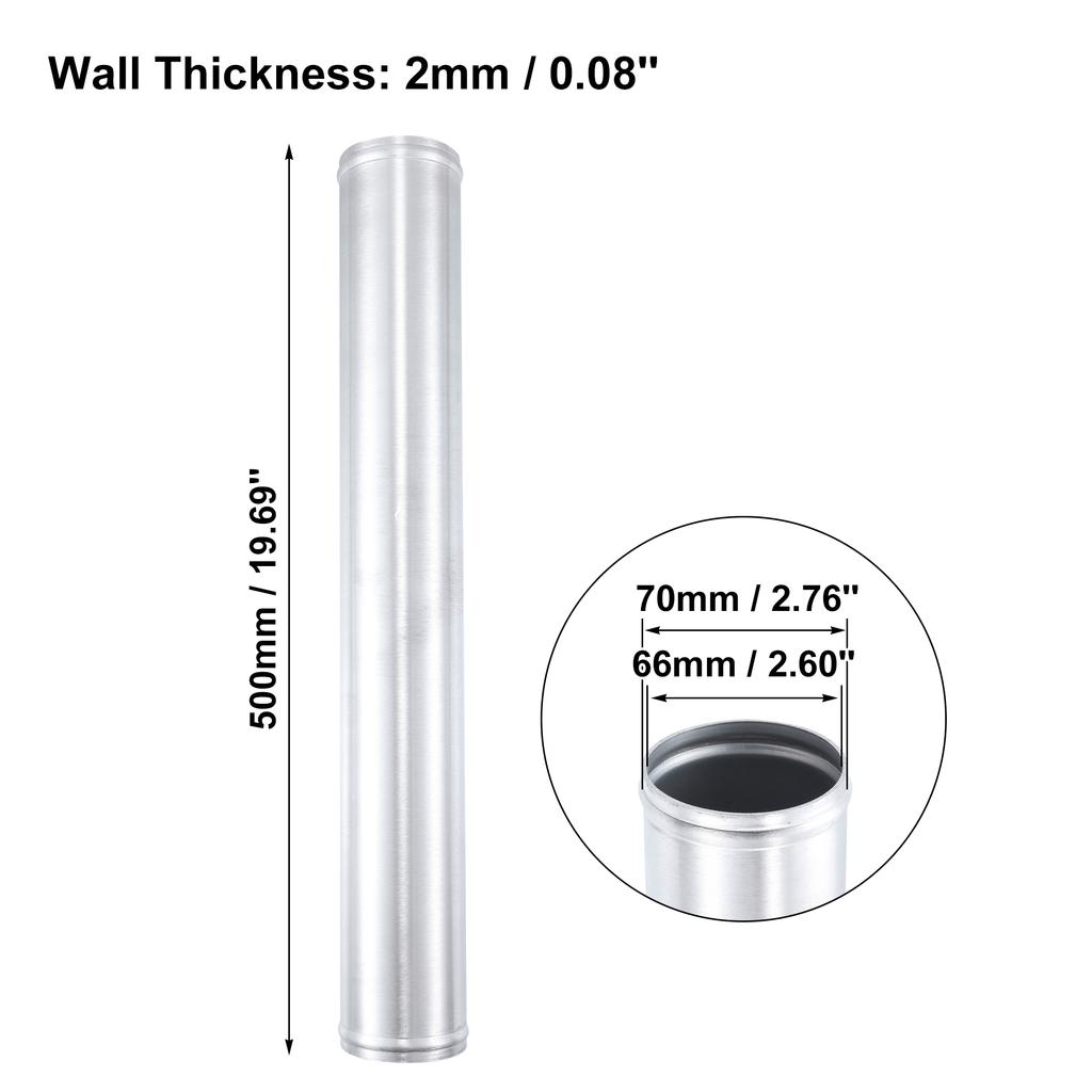 Uxcell Aluminum Alloy Tube OD 51/57/63/70/76mm Intercooler Pipe Air Intake Tube Hose 0 45 Degrees 500mm Length for Car