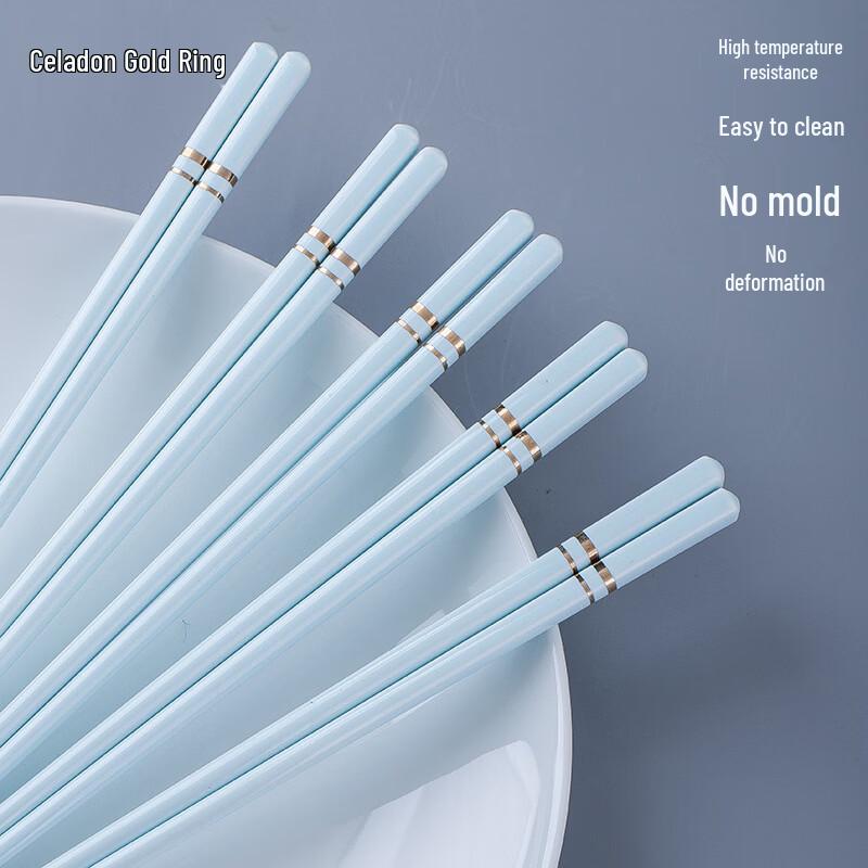 Zestaw ceramicznych pałeczek do jedzenia z inkrustacją z jadeitu i złota