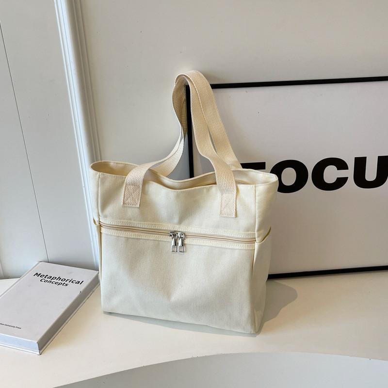 Stylish Street Fashion Large Capacity Canvas Tote Bag For Women With Inner Pocket