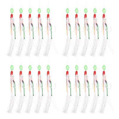 4 Packs/20pcs Mackerel Feather Hooks Sea Boat Fishing Lures Rigs