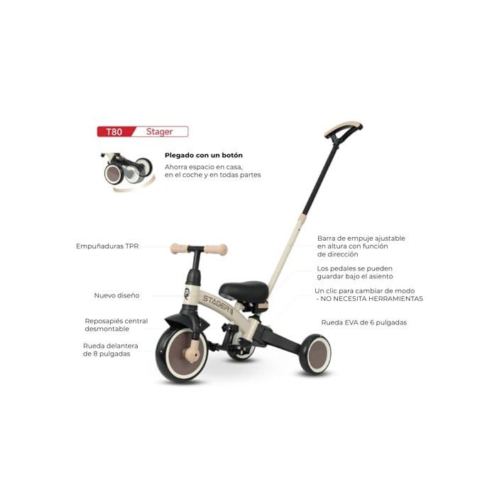 2-in-1 Convertible Tricycle - QPLAY - Balance Bike - Adjustable Push Bar - Padded Seat - Steel Frame