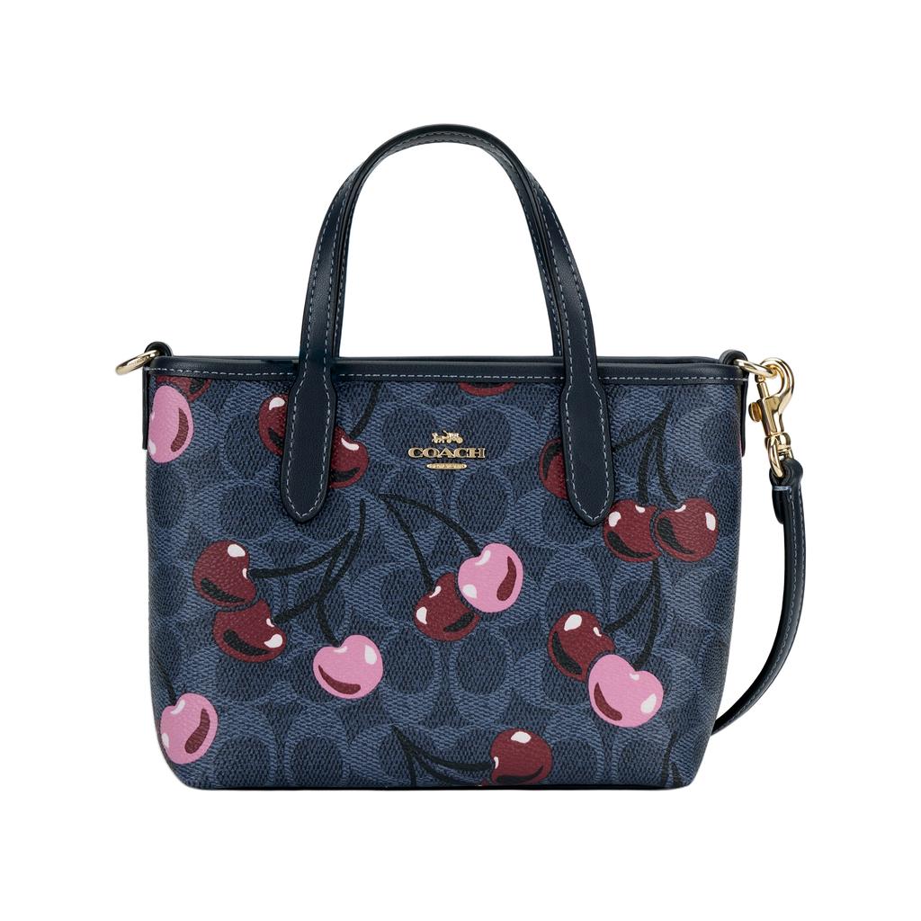 Coach Město 15 Uzavírání na zip Logo Plátěná taška Tote Nákupní Taška přes rameno Crossbody Mini Dámská Tote Smíšené barvy Denimově modrá CY737-IMDEI