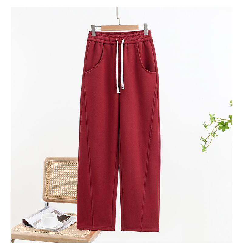 Plus Size Straight Casual Pants Loose Outer Wear All-Match Straight Pants Elastic Waist Chubby Girl Drape Banana Pants Slimming Trousers
