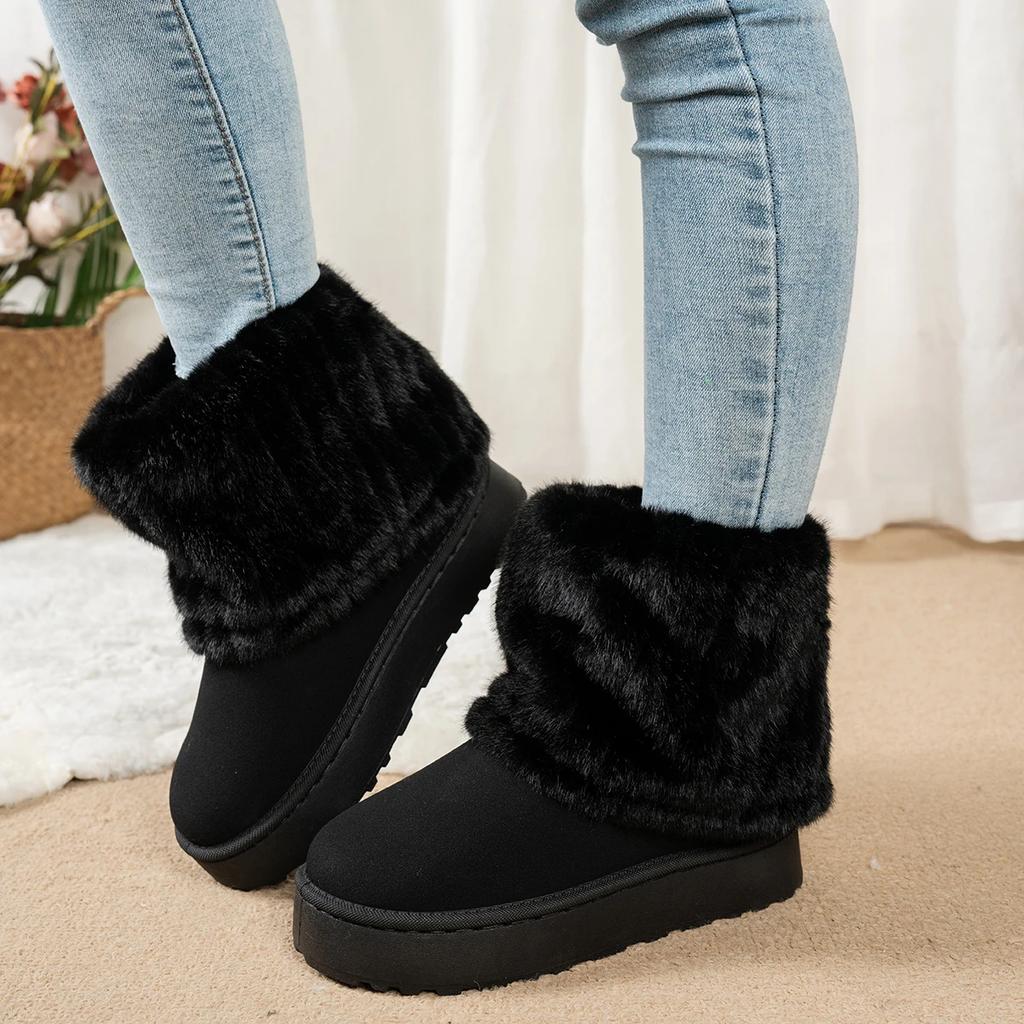 Fashion High Quality Women Snow Ankle Boots Fashion Fluffy Plush Faux Fur Soft Boots Winter Indoor Comfortable Warm Cotton Shoes Women