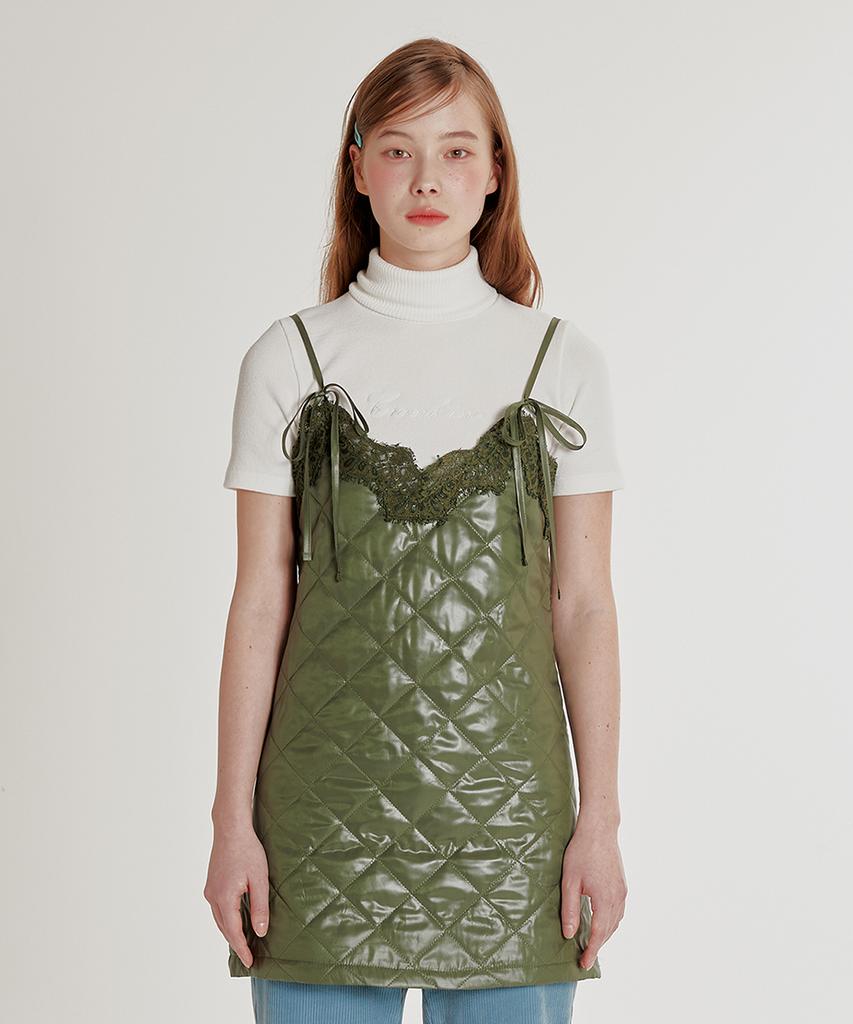 Crank Lace Padded Dress_Khaki