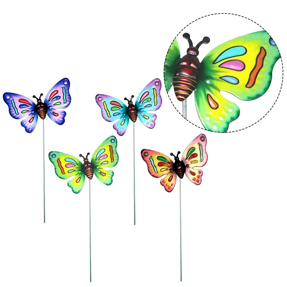 Brand New 4PCS Yard Garden Indoor And Outdoor Butterflies Stakes Butterflies Stakes Handicraft Hangings Home Décor