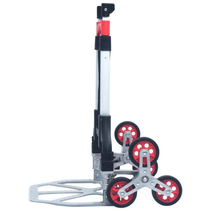 Foldable Stair Climbing Trolley - VIDAXL - Silver Aluminium - Load 70 Kg - Adjustable Height