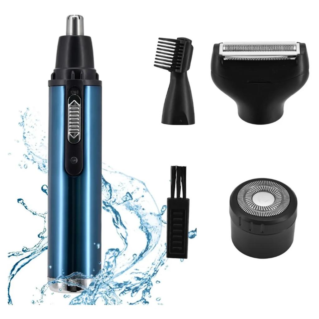 4 in 1 Nasenhaartrimmer Set USB Wiederaufladbar Kabellos Tragbar 400mAh Augenbrauen Bartschneider Set Himmelblau