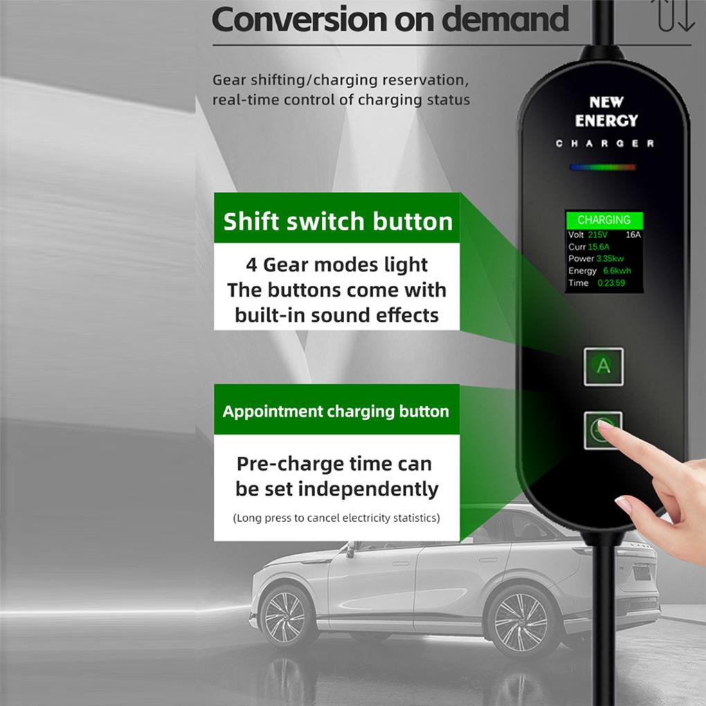 16A 3.5KW Type 2 EV Charger With LED Display IEC 62196-2 EVSE Charging Box CEE EU Plug Portable Electric Vehicle EV Charger