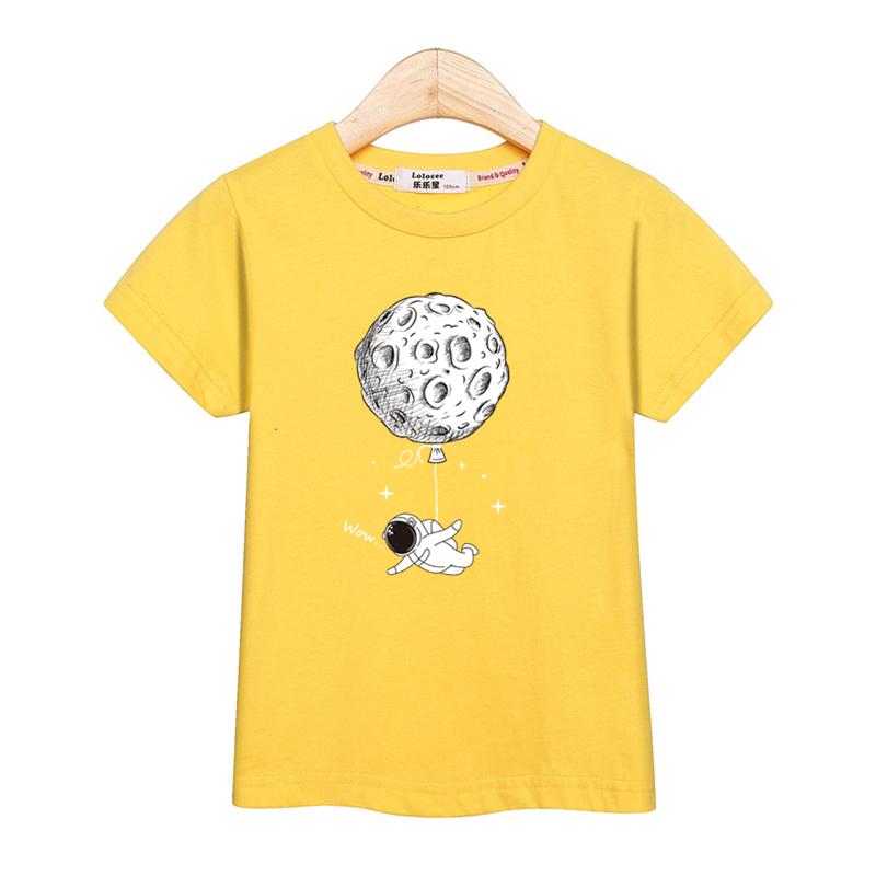 Astronaut New Cartoon T-shirt Boys Summer Shirt Children Short Sleeved Tops Spaceman Clothes