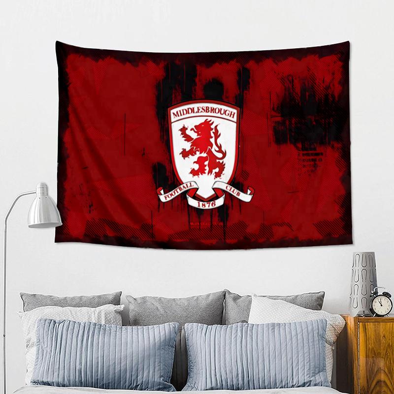 Middlesbrough Football Club CrestPrinted Tapestry, Fabric Tapestry Wall Hanging Decoration for Bedroom, Living Room, Dorm Room Home Party Fan Gifts