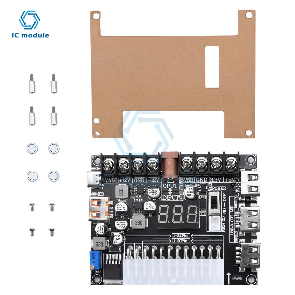 20/24 Pin Atx Power Adapter Board Power Module Adapter Adjustable Voltage With Red Digital Display Support For PD2.0/PD3.0