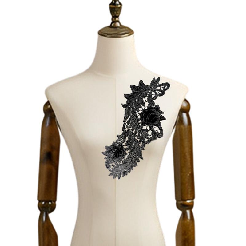 1 Pair Flower Fabric Appliques for Fashion Clothing Clothes Dress Decor 3D Hollow Water Soluble DIY Crafts Lace Embroidery