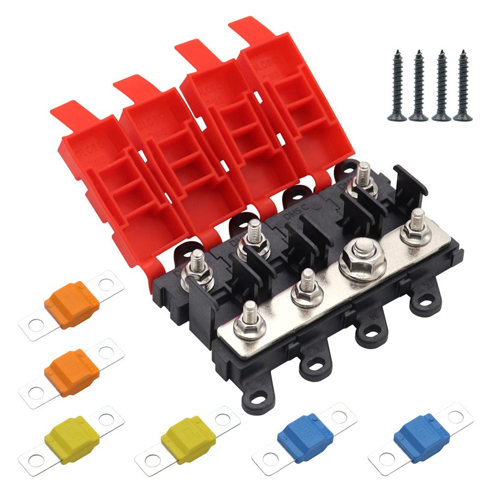 Distribution Block 1 In 3 Out 3-Way Fuse Holder With Fuse 30A 60A 100A