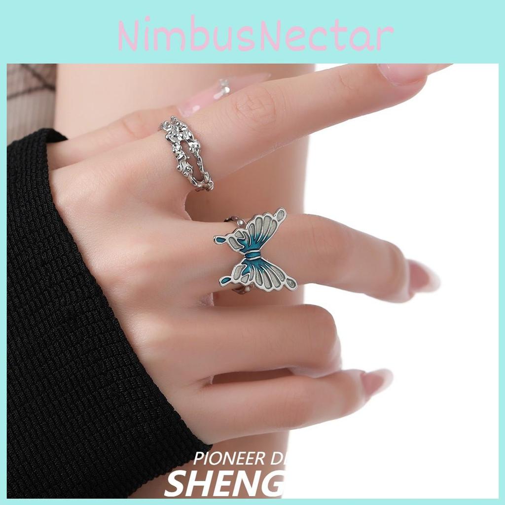 Elegant Blue Butterfly Themed Ring For Women Unique Small Batch Design With Adjustable Size