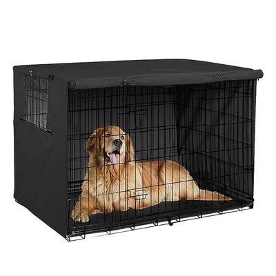 Köpek Tel Kafes Örtüsü Su Geçirmez Evcil Hayvan Kafesi Örtüleri İki Giriş Kapılı Kafes Örtüsü Evrensel 210D Gümüş Kaplamalı Oxford'dan Yapılmıştır