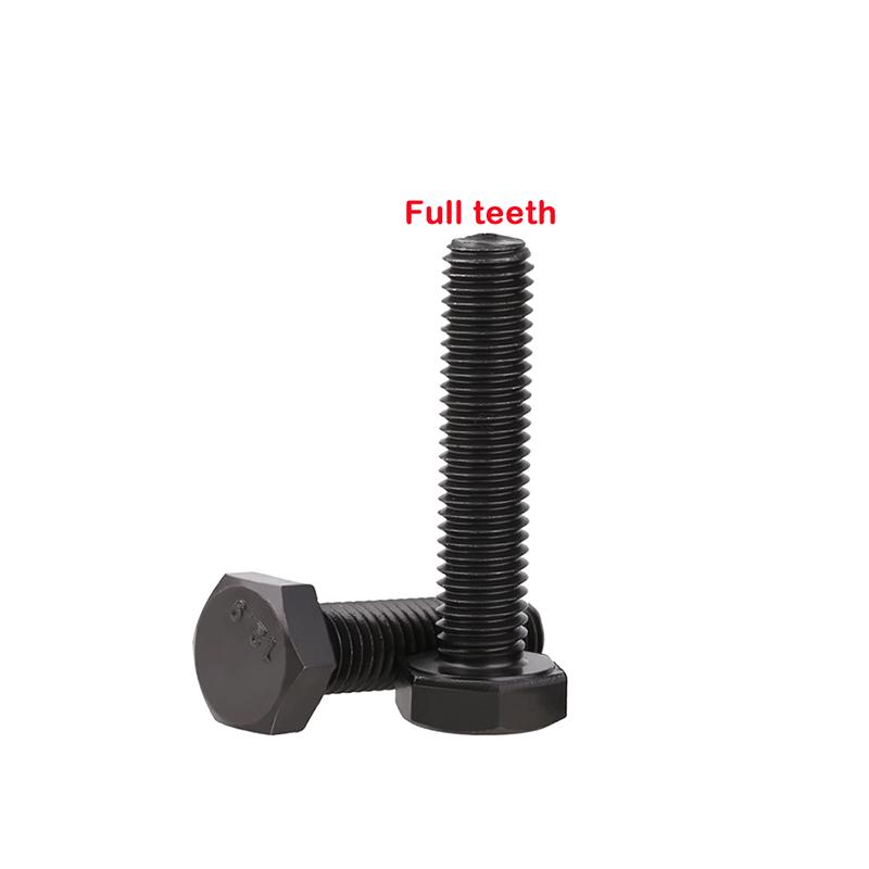 1PCS M10 M12 M14 M16 Black Grade 12.9 High Strength Alloy Steel Full/Half Teeth External Hexagon Outside Hex Head Cap Screw Blot
