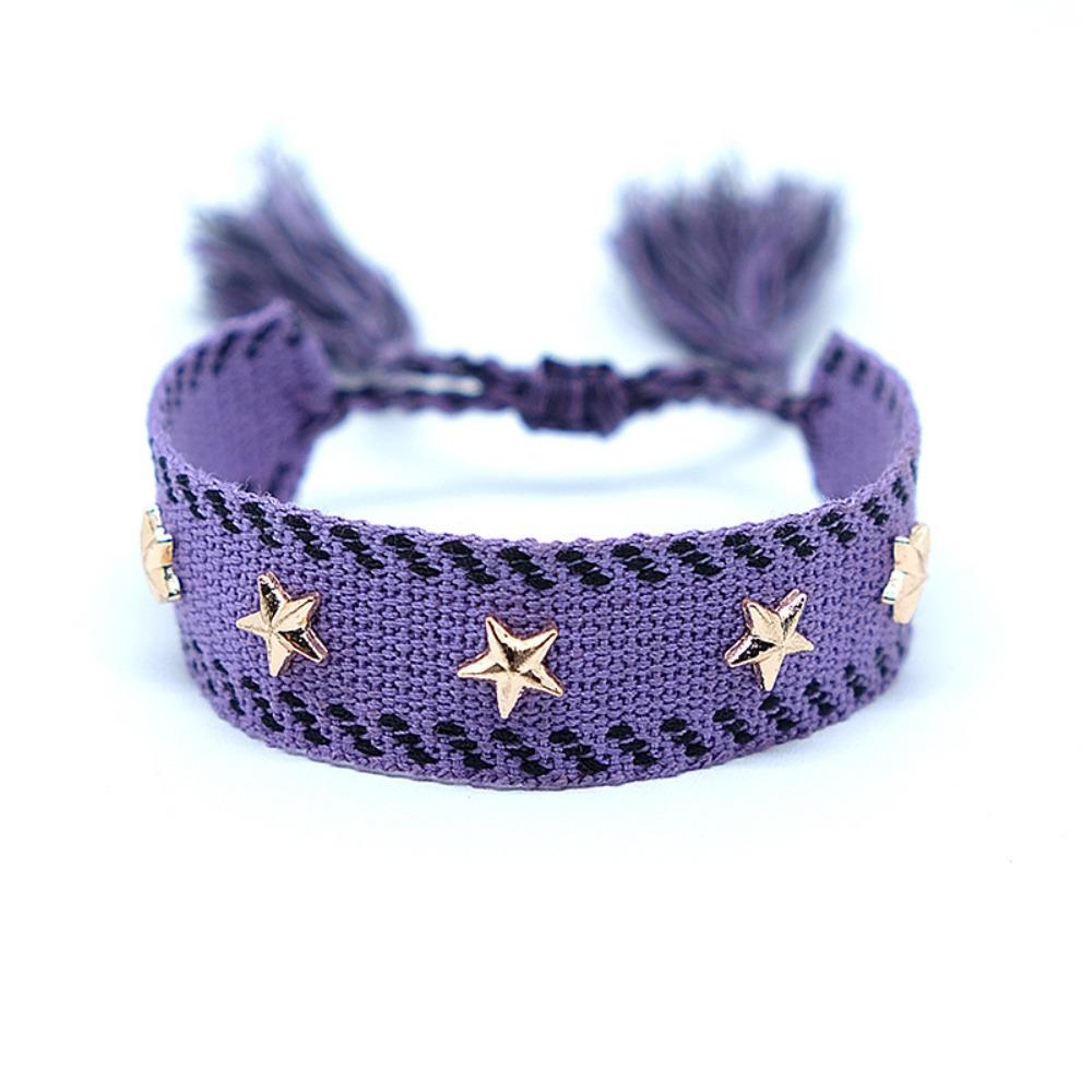 Polyester Handcrafted Bracelet Star/Heart Accent Woven Bracelet Popular Bohemian Wristband
