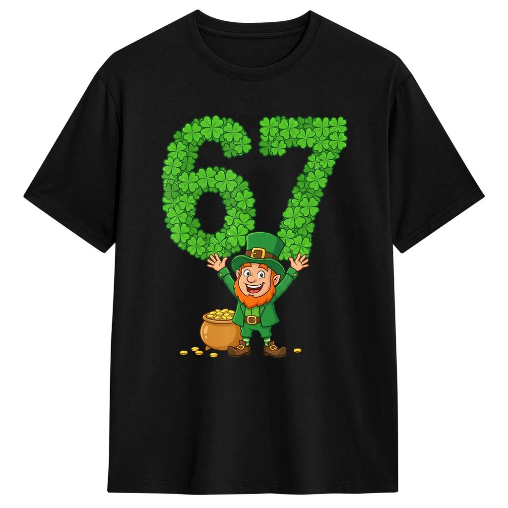 Unisexs TShirt 67 Bruh Shamrock Leprechaun Funny Six Seven St Patricks Day Funny Cotton Tee Shirt Short Sleeve T Shirt Gift Idea