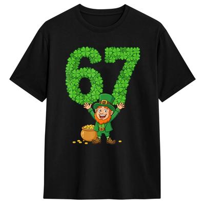 Unisexs TShirt 67 Bruh Shamrock Leprechaun Funny Six Seven St Patricks Day Funny Cotton Tee Shirt Short Sleeve T Shirt Gift Idea