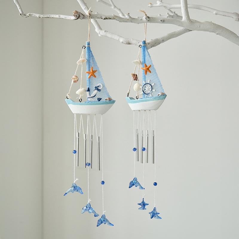 Mediterranean Style Creative Wind Chimes, Small Boats, Sailboat Decorations, Wooden Sailboat Models, And Hanging Ornaments
