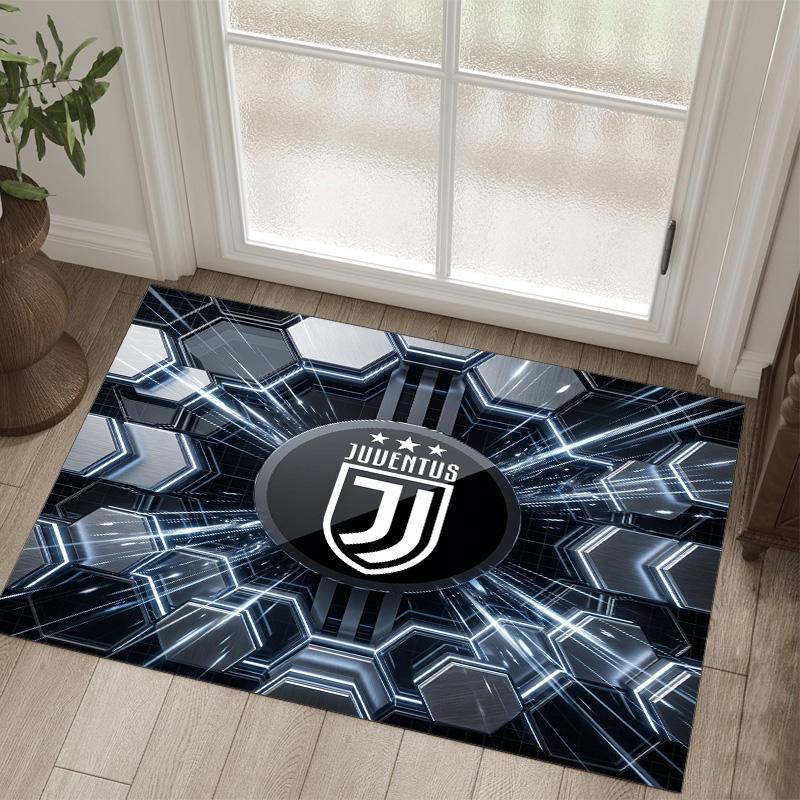Juventus FC Design Kristall-Samt-Teppich Gemütlich Nicht?Rutschfester Teppich mit Aufdruck für Schlafzimmer Wohnzimmer Eingang