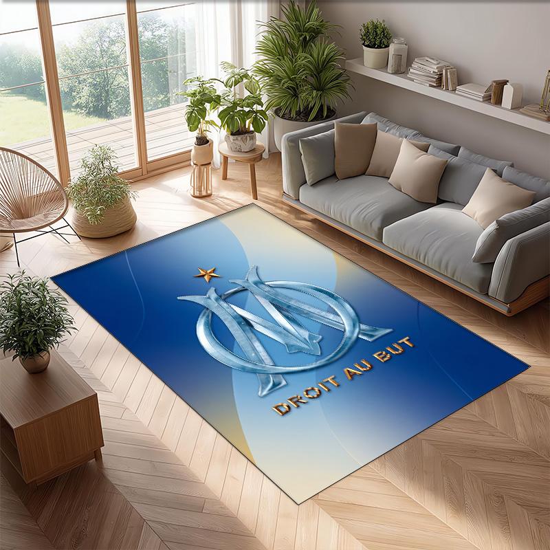 Olympique Lyonnais FC Soccer Football Pattern Soft Area Rug Non Slip Indoor Floor Carpet Sports Decor Mat for Bedroom
