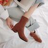 Fashion New Women Shoes High Heels Slip Ankle Boots Winter Stretch Socks Booties Elegant Square High Heels Shoes Female Plus Size 32-43