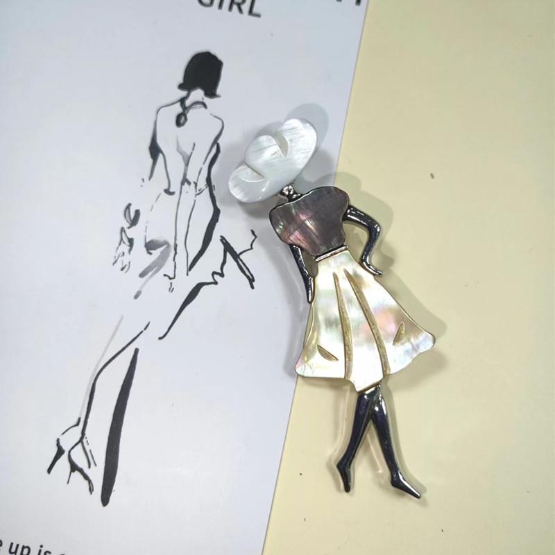 Art Nouveau Shell Dancer Brooch For Women Men With Handcrafted Inlay Fashion Accessory