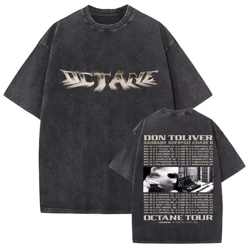 Vintage Washed Don Toliver Octane Album Merch T Shirt Unisexs Women Hip Hop Oversized Gothic Tshirt Tshirts Streetwear