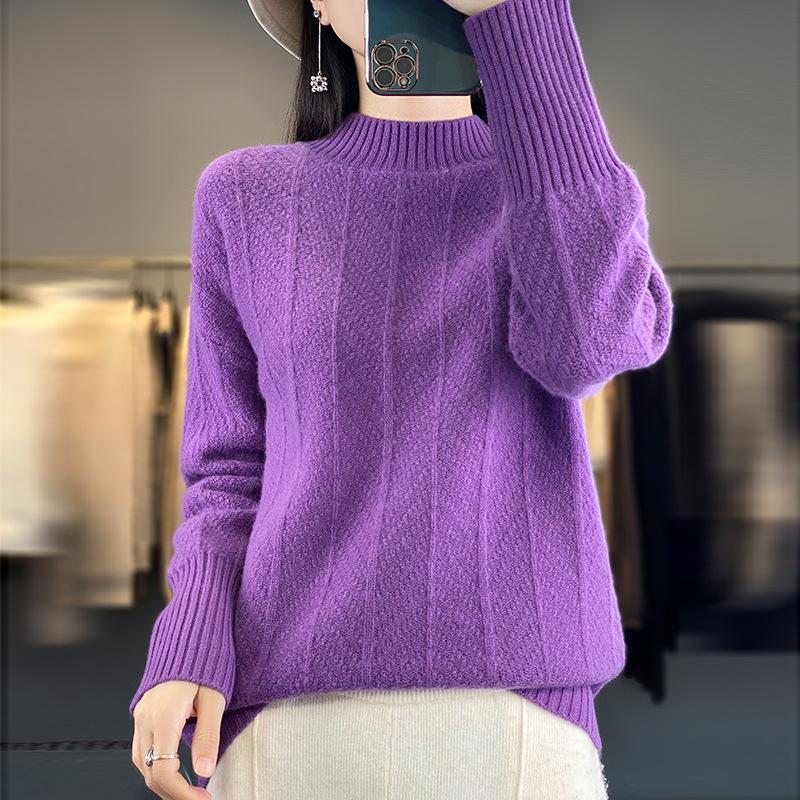 

Полностью полый свитер с полувысоким воротником для женщин на осень и зиму, пуловер, базовая рубашка, приятный к коже и теплый, вязаный свитер с длинными рукавами XL